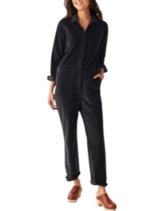 Faherty Pants - Faherty Stretch Corduroy Utility Jumpsuit In Washed Black-NWT